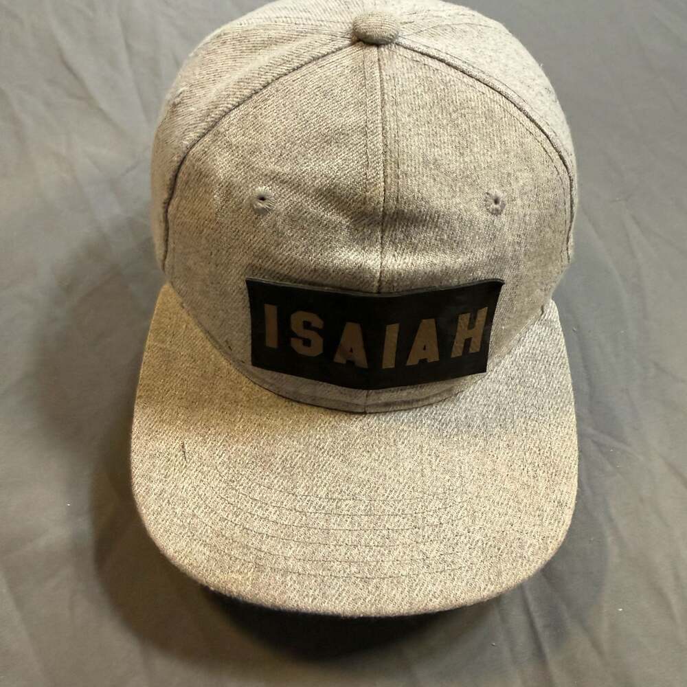ISAIAH Gray Heather Snapback Hat Black Patch Adjustable Baseball Cap